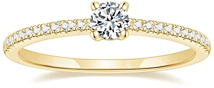 Titaniumcentral Vorsteckring Damen Eternity Ringe Schmal Rund Zirkonia Verlobungsringe Eheringe Versprechen Ring (Gelbgold,51 (16.2)