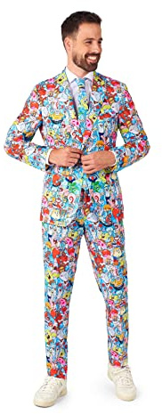 OppoSuits Herrenanzug - Lizenzierte Spongebob Nickelodeon-Kleidung - Mehrfarbig - Party-Outfit