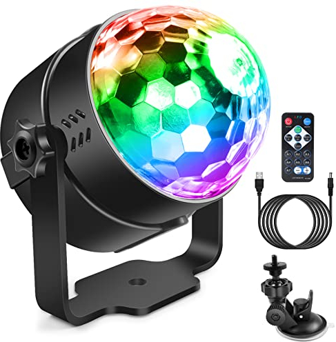Discokugel, SEBRUANC Disco lichter LED Party lights Musikgesteuert Mini DJ Partylichter,Ständer mit Saugnäpfen Stroboskop Ball Bühnenlichter für KTV,Weihnachten,Home Parties