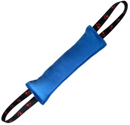 DONGKER Juguete para tirar de mordida de perro, juguete de tracción para perros de 11.8 x 2.7 pulgadas con 2 asas fuertes para entrenamiento de perros masticadores agresivos