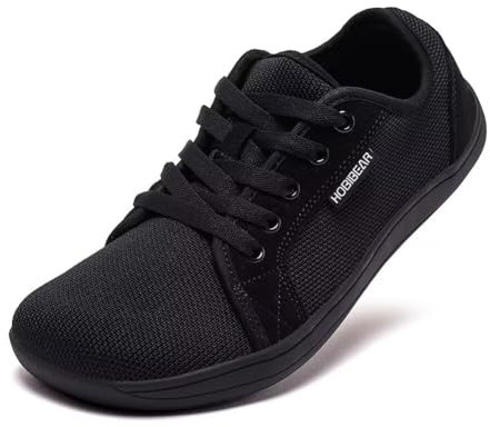 HOBIBEAR Unisex Wide Barefoot Shoes for Men Women Outdoor Trail Running Minimalist Walking Shoes Lightweight and Breathable (All Black 7.5 UK)