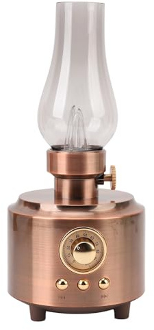 Retro Bluetooth-högtalare, Oljelampa Formad Vintage Bordslampa, Nattlampa Flamlös Sängbordslampa med Trådlöst Högtalarstöd USB-minneskort AUX-ingång, för Camping i Sovrummet (Röd