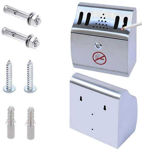 Wandmontage Wandaschenbecher, Wandaschenbecher für Draußen, Edelstahl für Draußen Receptacles, mit Montagematerial, für Restaurants Hotels und Pub Club und Büro（2 Stück）