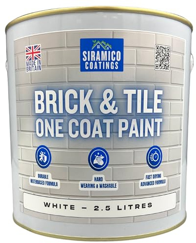 SIRAMICO COATINGS BRICK & TILE PAINT | WHITE - MATT | 1, 2.5 and 5 Litres (White, 2.5 Liters)