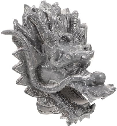 BESTOYARD Brunnen Attraktion Wandbrunnen Großer Gartenbrunnen Villa Wasserbrunnen Drachenkopfbrunnen Hinterhofbrunnen Gartendekoration Outdoor Wasserbrunnen Harz Grau