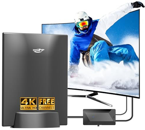 DVBT2 Antenne, zimmerantenne DVB-T & DVB-T2 Antennen mit Verstärker, Großer Reichweite und 360° Empfang, Zimmerantenne für Fernseher mit Starkem Magnetfuß, Geeignet für 4K 1080p & Alle TV-Geräte