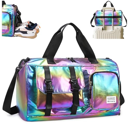 Tokeya Borsone Palestra Donna Pieghevole Borsone da Viaggio con Scarpe e Scomparto Bagnato Impermeabile Borsa Piscina Grande Capacità Borse da Palestra Sportiva per Sport Nuoto Fitness Weekend, Nero