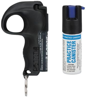 Sabre Pepper Spray with Quick Grip Finger Loop & Practice Spray, Faster Aim & Enhanced Grip, Keychain Attachment, for Beginners, Students, Commuters, Elderly – Protection On-The-Go, Made in USA