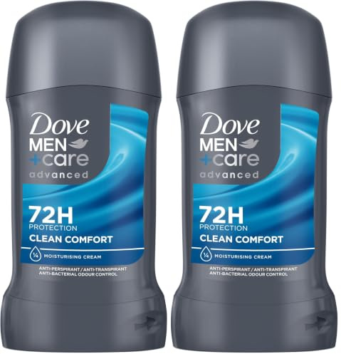 Dove Men+Care Advanced Clean Comfort Anti-Perspirant Stick Men's Deodorant with Triple Action Technology for 72 hour sweat protection and anti-bacterial odour control 50 ml (Pack of 2)