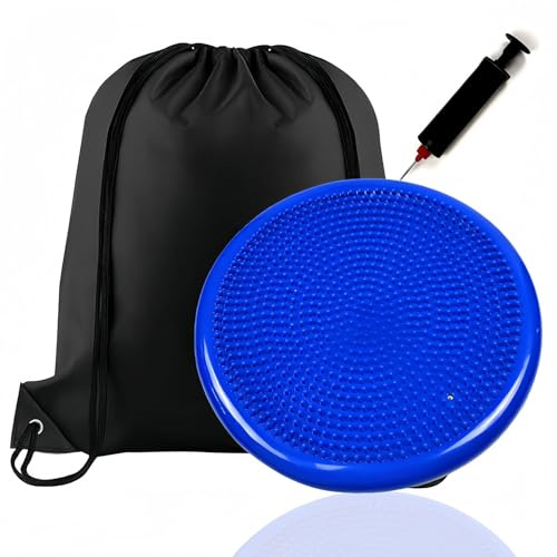 Balance Wobble Cushion for Men and Women, Air Stability Yoga Inflatable Balance Disc Massage Pad for Physio, Sitting Posture Trainer, Core Trainer,Sensory Cushion, with Pump and storage bag