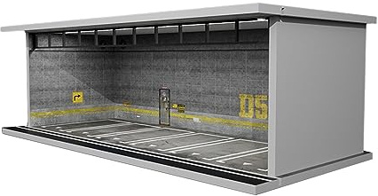 JISADER Vitrina de Exhibición de Modelos de Vehículos a Escala 1/64, Vitrina de Garaje con Escena de Estacionamiento para Coches de Aleación, Gris