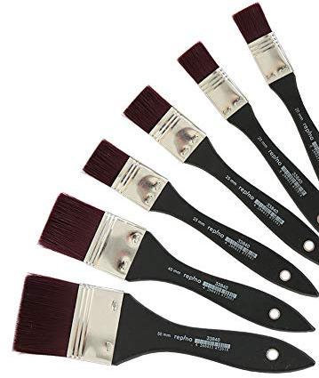 Lasyrpensel konstnärspensel set av finaste kvalitet (bredd 50 mm, 40 mm, 2 x 25 mm och 2 x 20 mm ) penselset grundelborste för akrylfärger