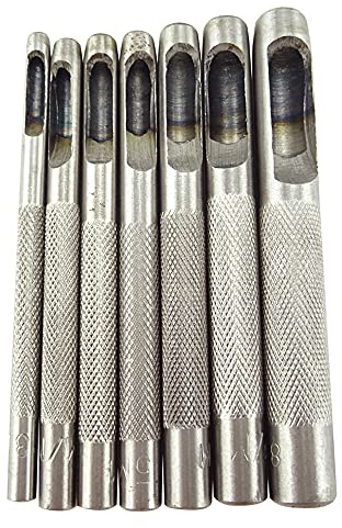 Honbay Leathercraft 7PCS Hollow Leather Hole Punch Round Hole Punch set Punching Tool， 3mm 4mm 4.5mm 5mm 6mm 7mm 8mm