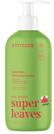 ATTITUDE Body Lotion for Kids, EWG Verifed Moisturizer, Dermatologically Tested, Plant and Mineral Based Cream, Vegan, Watermelon & Coco, 16 Fl Oz