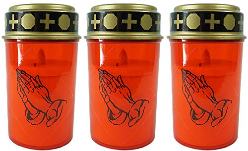 Novaliv Luz LED roja para tumbas con 3 velas permanentes para cementerio, con batería, vela de cementerio, vela LED para exteriores, vela conmemorativa para tumba, luz eterna, vela de luto