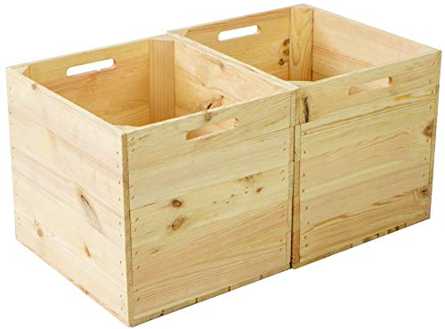 2er Set rustikale Holzkiste passgenau für alle Kallaxregale und Expidit Regale Kallaxysteme Weinkiste Obstkiste Regalkiste Maße 33x37,5x32,5cm (Natur)