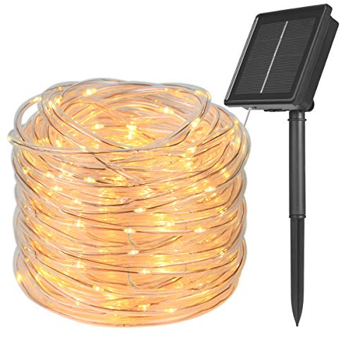 Flintronic 200LED Solar Cadena de Luces, 22m 8 Modos Manguera Iluminación, Tubo de Luz LED Exterior,IP65 Impermeables Luces LED de Cuerda Solar para Jardín, Camino, árbol, Bodas, Blanco Frío