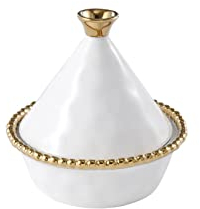 Pampa Bay Golden Salerno Titanium-Plated Porcelain Small Tagine, 5 x 5in