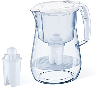 AQUAPHOR 12 Cup Opal Water Filter Pitcher with 1 x B15 Filter | Reduces Chlorine & Heavy Metals | Fast Flow Water Filtration | BPA-Free & Dishwasher Safe | Improved & Filtered Water | White