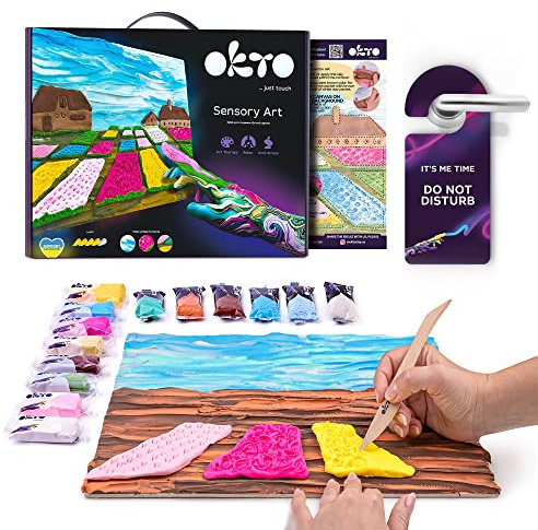 OKTO Flower Beds in Holland Art Craft Kits - Similar to Painting by Numbers for Adults, Air Dry Clay Modelling Kit, Arts and Crafts, Craft Kit