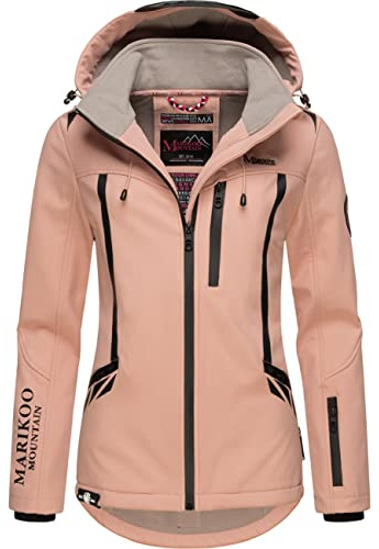 MARIKOO Damen Softshelljacke wasserdichte Funktionsjacke mit Abnehmbarer Kapuze Mount-Cho-Oyu Rose Gr. S