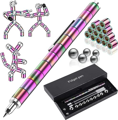Waksox Fidget Pen Magnetic Pen - Christmas Stocking Fillers, Advent Calendar Birthday Secret Santa Gift for Teenager Boys Girls 8-15, Anxiety Relief Toy Cool Gadgets Fidget Toy (Multicolor)