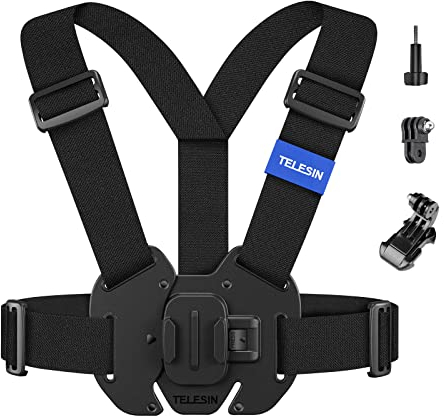 TELESIN Brustgurthalterung, Action cam Brustgurt kompatibel mit GoPro Hero 13, 12,11,10,9,8,7,6,5,4, Hero Session, DJI Action 4/3 Insta und die meisten Action-kameras