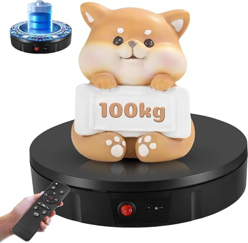 Drehteller Elektrisch, Couleeur 30CM 100KG Professioneller 360 Grad Elektrische Drehscheibe mit Wiederaufladbarer Batterie Automatische Drehplattform Drehteller für Schmuck Fotografie Produktanzeige