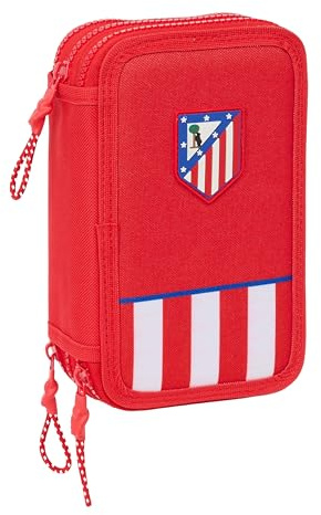 safta Atlético de Madrid - Trousse Scolaire avec 36 Outils Inclus, Trousse pour Enfant, idéale pour Les Enfants de 5 à 14 Ans, Confortable et Polyvalente, qualité et résistance, 12,5 x 5,5 x 19,5 cm,