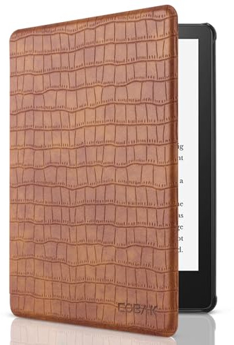 CoBak Fodral för 6,8-tums Kindle Paperwhite 11:e generationen 2021 – Smart fodral med automatisk sömn/veckfunktion, lättviktigt, tunt, PU-läder, Krokodilbrun