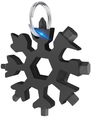 ZoeWei 18 in 1 Schneeflocke Multitool - Geschenk für Männer/Ihn - Valentinstag, Geburtstag, Vatertag - Schwarz, Zinklegierung