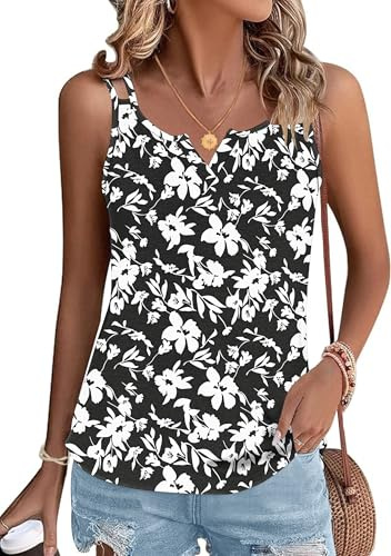 PLMOKEN Débardeur D'Été À Col en V pour Femmes Camisole sans Manches À Bretelles Spaghetti