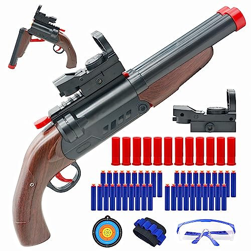 Double Barrel Toy Blaster - 2-in-1 Foam Dart Jet Gun (mit Saugnapf-Katapult), Outdoor-Spielzeug für Kinder Jugendliche Erwachsene, Foam Catapult Toy Guns for 8-12 Years Olds.