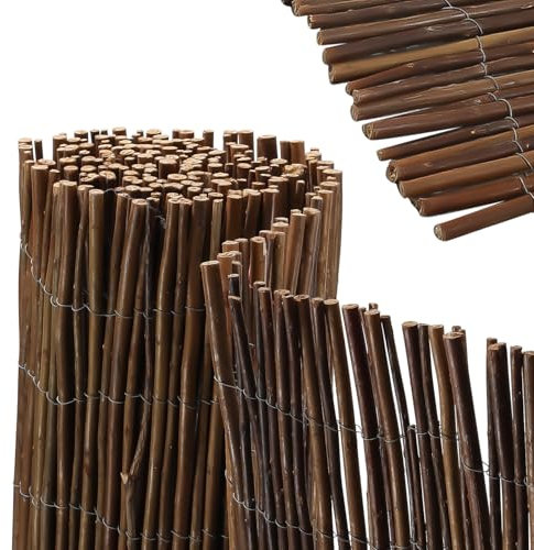 Peviasot Tapis en osier 180 x 500 cm, diamètre 6-13 mm, brise-vue naturel pour jardin, balcon et terrasse, protection contre le vent et le soleil, clôture de balcon, montage flexible, marron