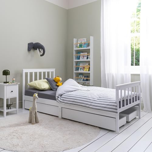 Noa and Nani Otis Single Bed 3ft Frame with 2 Storage Drawers in White