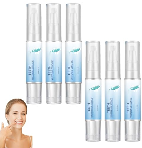 Smart Teeth Whitening Essence Pen, tandblekning gelpenna, förbättrar tandblekning och tar bort fläckar, ljusare gula tänder, trevlig och inte irriterande, mintsmak (6 st)