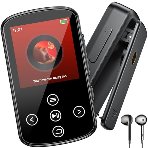 OGVDOE 128GB Lettore MP3 Bluetooth 5.4, Musicale Sportivo Portatile, con Clip Sportiva, Altoparlante, Audio HiFi di Alta Qualità, Radio FM, con Auricolare, Nero