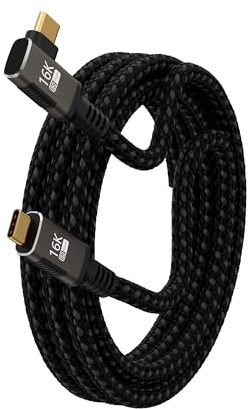 KMMXXCPM Cable Tipo C ángulo recto largo 3 m Compatible Con Thunderbolt 5/4,Cable USB5 80Gbps Transferencia de Datos,90 Grados USBC Carga Rapida 240W,16K@60Hz/8K@120Hz para Display,SSD,Dock,eGPU