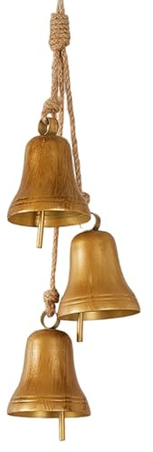 Campane decorative rustiche da appendere, set di 3 campanelli dorati con corda, decorazione vintage per albero di Natale, decorazioni natalizie