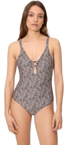YSABEL MORA. Bañador Moldeador Estampado con Brillo Detalles Copa B. Compresión Ligera En Abdomen. Parte Superior Sin Aros con Relleno Extraíble. Tirantes Regulables. Colección Coast.