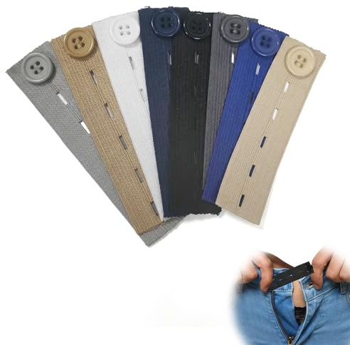 BCHMN 8 st elastiska midjeförlängare, byxförlängning för jeans och kjolar, justerbara graviditetsbyxor med 5 hål, diskret storleksjusterare, 8 färger