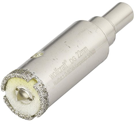 wolfcraft Corona de perforación de diamante Ceramic con broca centradora y vástago I 5922000 I Para instalaciones sanitarias y eléctricas en azulejos y baldosas; profundidad de corte: 45 mm