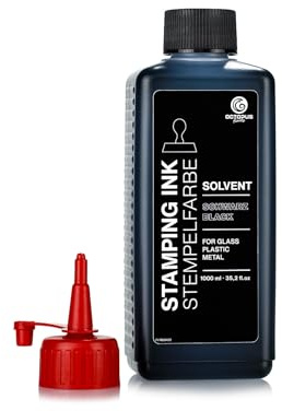 1000 ml Solvent Stempelfarbe schwarz, auf Lösemittelbasis für nichtsaugende und nichtporöse Untergründe, lasierend