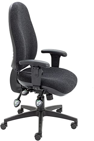 Office Hippo Physio Approved Desk Chair, Ergonomic Home & Office Chair With Adjustable Seat, Back & Lumbar Pump For Comfort & Support, Computer Chair With Adjustable Arms - Charcoal