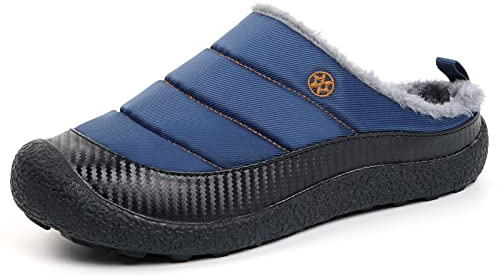 Gaatpot Zapatillas de Casa Mujer Hombre Invierno Pantuflas Fluff Zuecos Cálido Interior Al Aire Libre,Azul,EU 42