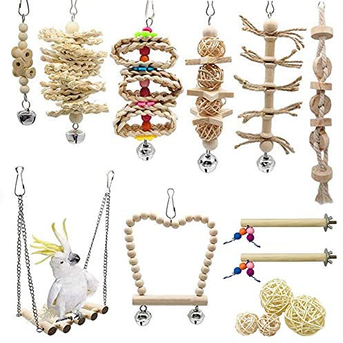 Allazone Papagei Spielzeug Set mit Schaukel und Sitzstangen für Vögel