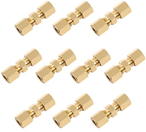 MaxAwe 10 Stk 4,75mm Bremsleitungsverbinder für Bremsleitung, Bremsleitungsverbinder Ohne Bördeln, Kupfer Stahl Bremsleitungen