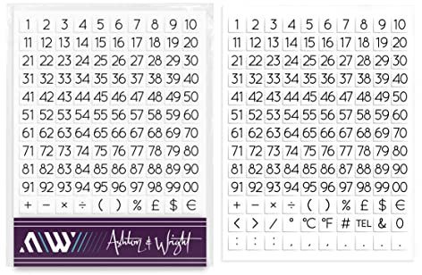 Ashton and Wright Nummerierte Aufkleber, 0–99, leicht abziehbar, 8 x 8 mm, 260 Stück