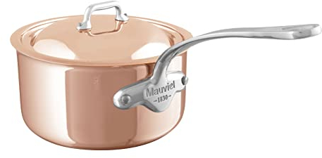 Mauviel M’6S 6-Ply Polished Copper & Stainless Steel Sauce Pan With Lid, And Cast Stainless Steel Handle, Suitable For All Types Of Stoves, 3.4-qt, Made In France