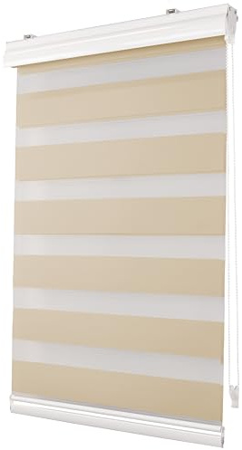Deco4Me Premium Klemmfix Doppelrollo mit Kassette (Creme, 90 x 210 cm) - lichtdurchlässig & Blickdicht - Duo Vario Rollo für Fenster ohne Bohren (Stoffbreite 86 cm)